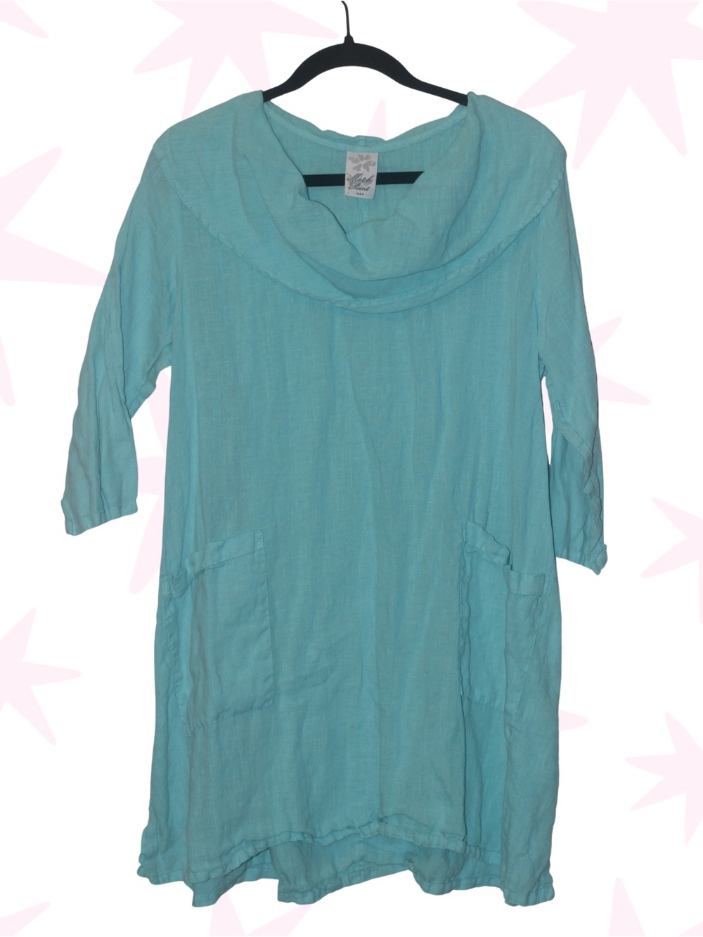 Match Point 100% linen cowl neck tunic M
